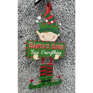 Santas Elves See Everything Wall Door Hanging Sign Christmas Home Decor